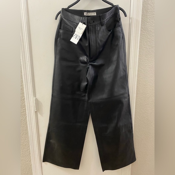 Zara 100% Leather Black Pants